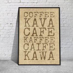 plakat kawa w różnych językach