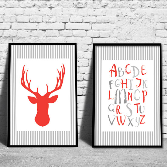 Dwa plakaty jeleń i alfabet