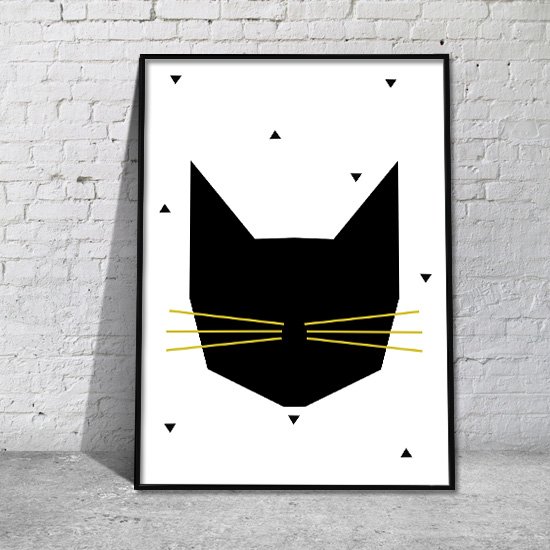 plakaty z głową kota
