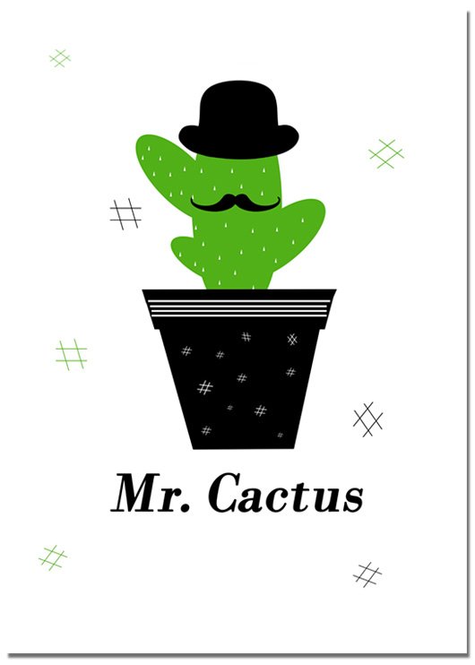 Plakat z kaktusem - modna dekoracja do kuchni lub salonu.