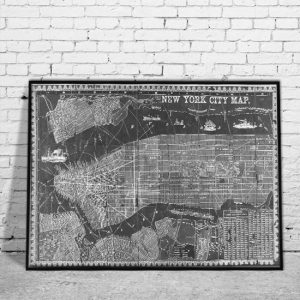 Plakat w czarnej ramie z motywem mapy miasta - NY