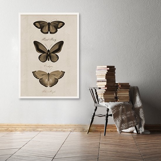 Plakat w stylu vintage - trzy motylki