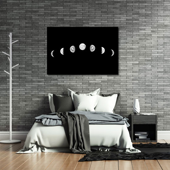 Plakat z motywem księżyca - czarno-biały