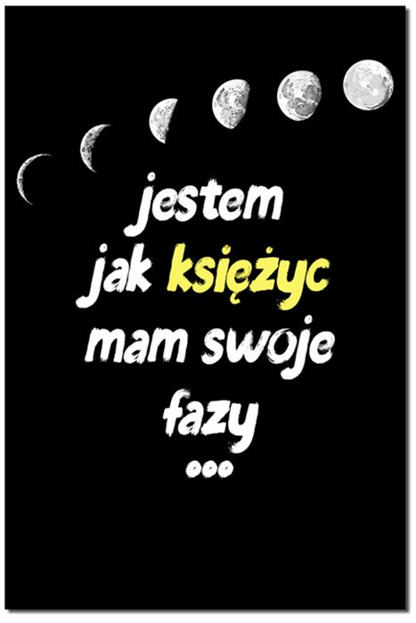 Plakat z zabawnym hasłem i motywem księżyca