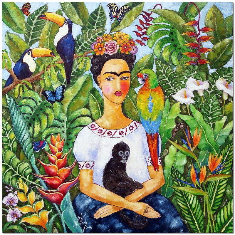 plakat z kobieta i dżunglą