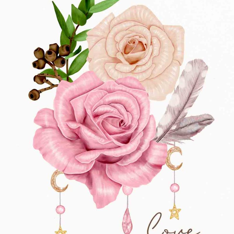 różowa i herbaciana róża-plakat w ramie