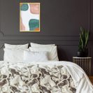 Turkusowy plakat z pastelową abstrakcją do sypialni