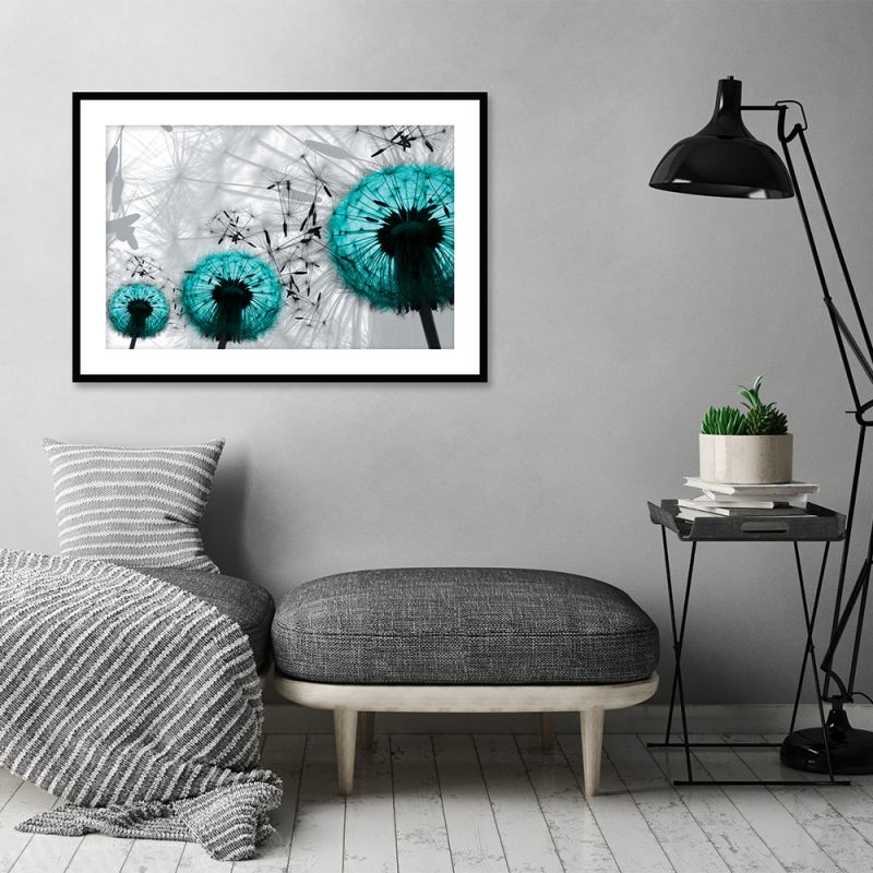 Plakat z dmuchawcami Plakat turkusowe dmuchawce