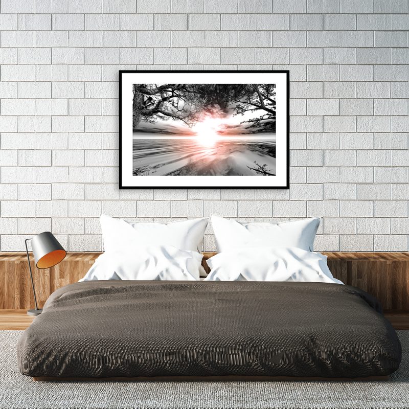 Plakat abstrakcyjny z motywem słońca