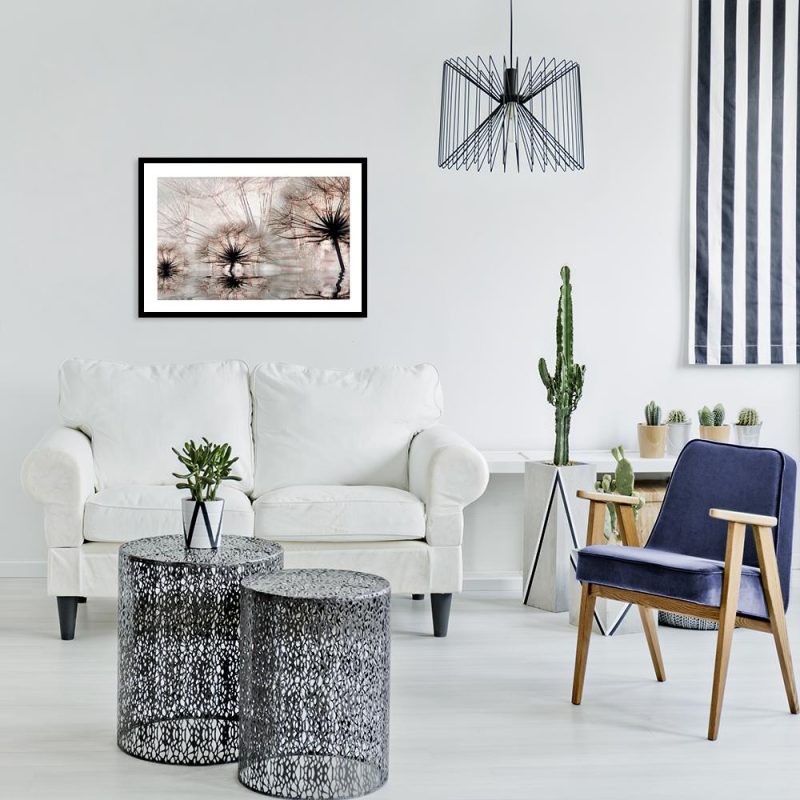 Plakat z motywem dmuchawców Plakat szaro-beżowe dmuchawce