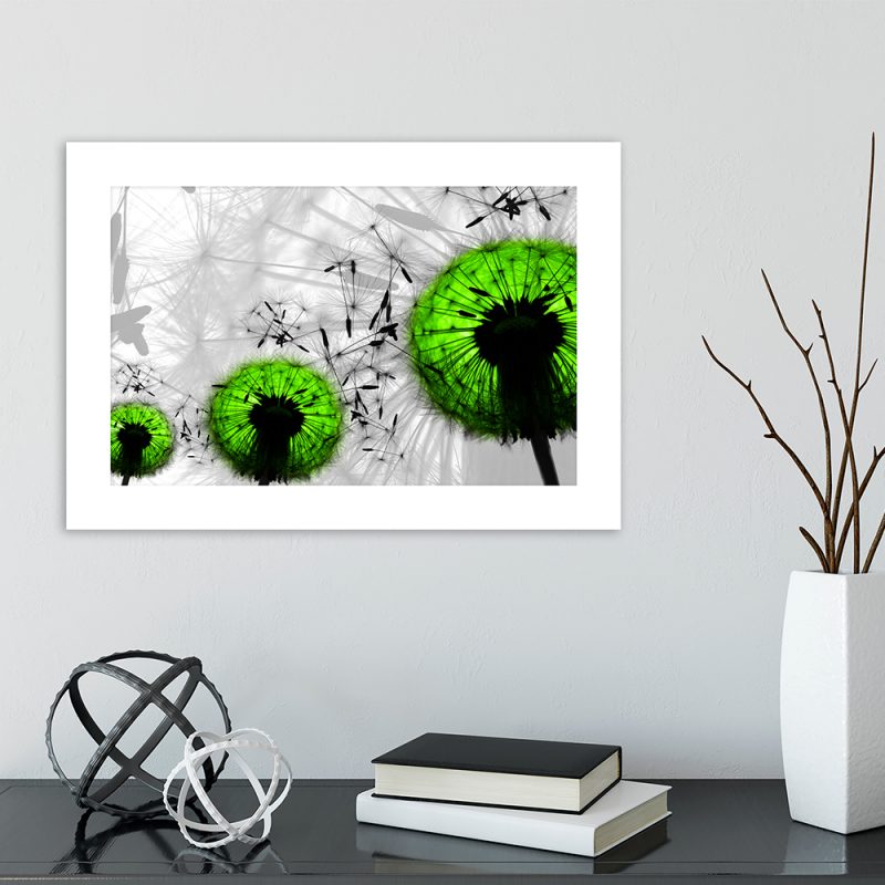 Plakat z dmuchawcami Plakat zielone dmuchawce