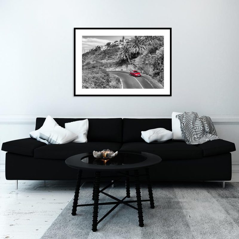 Plakat z motywem krajobrazu i samochodu Plakat samochód i palmy