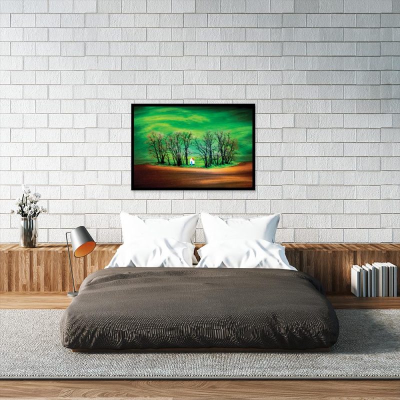 Plakat z motywem wiejskiego krajobrazu Plakat wieś