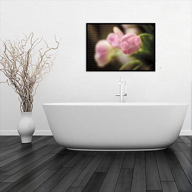 plakat z motywem kwiatowym do łazienki