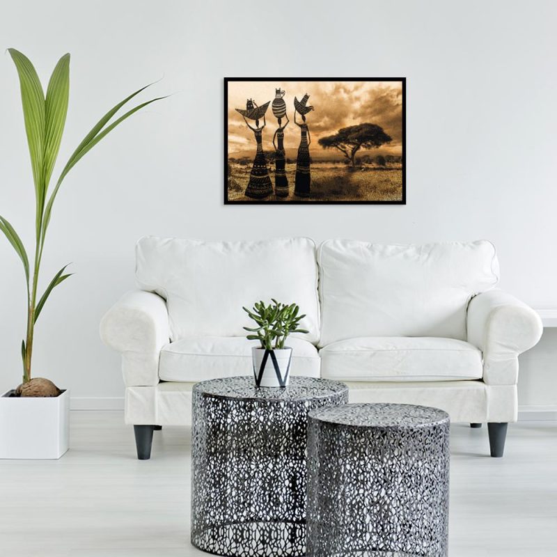 plakat z motywem afrykańskich kobiet plakat z trzema kobietami do salonu