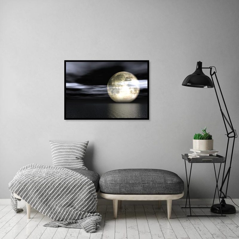 plakat widoki na księżyc w salonie