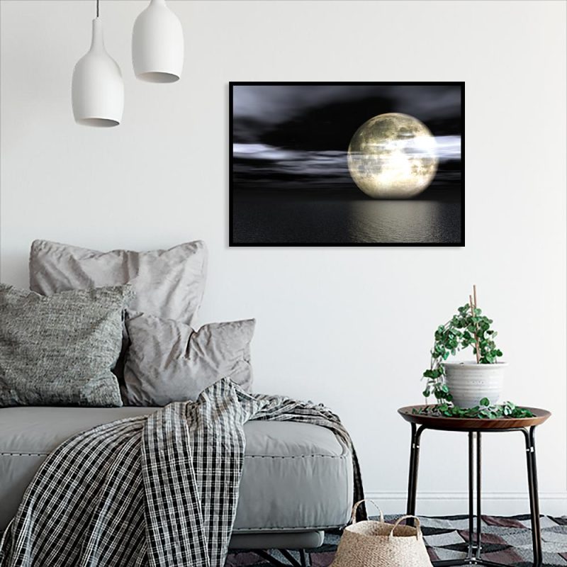 plakat widok na księżyc na ścianie