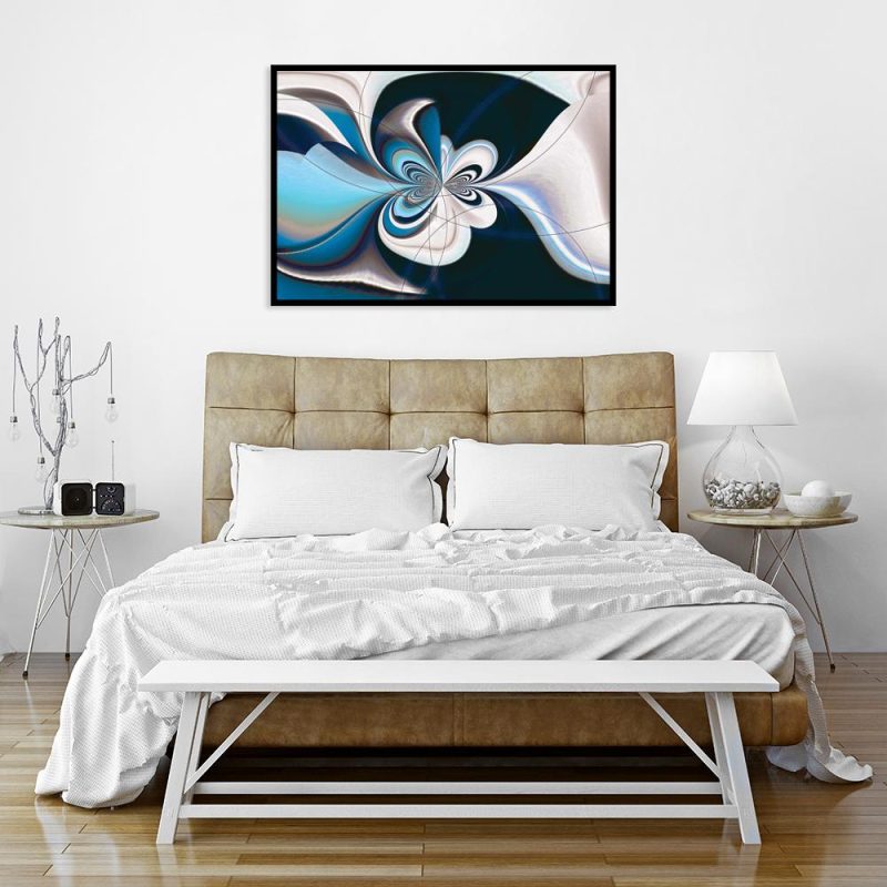 plakat niebieska abstrakcja do sypialni