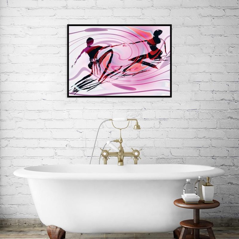 plakat tańcząca zakochana para w łazience