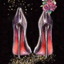 Plakat kobiece obuwie i kwiaty