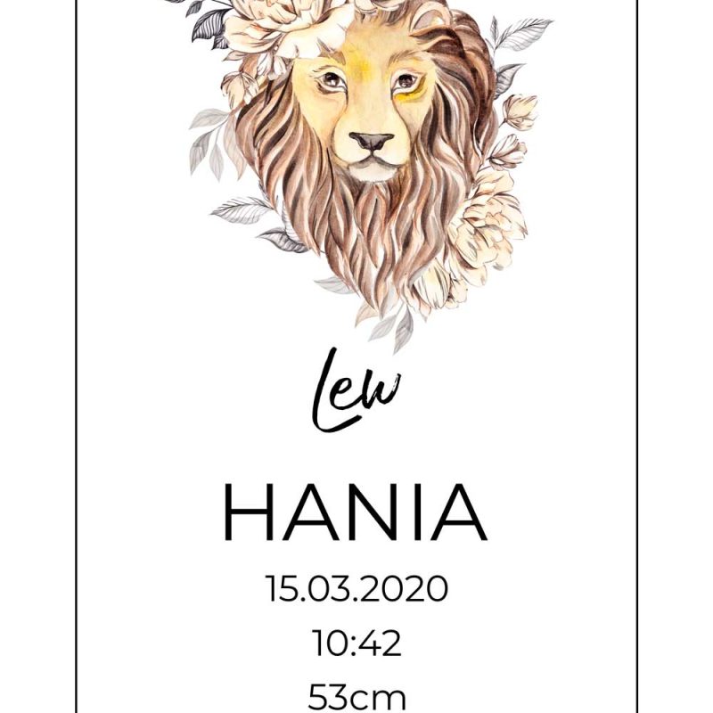 Plakat z metryczką i znakiem zodiaku Plakat z metryczką i znakiem zodiaku