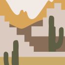 Plakat bez ramy z kaktusami na tle gór