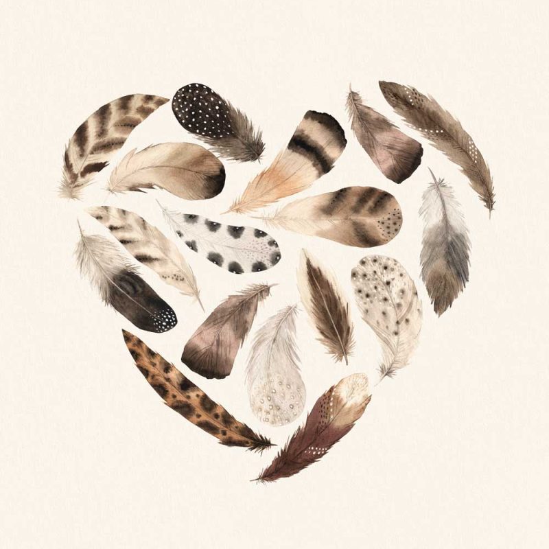 Serduszko z piórek na plakacie do pokoju dziecinnego Serduszko z piórek na plakacie do pokoju dziecinnego