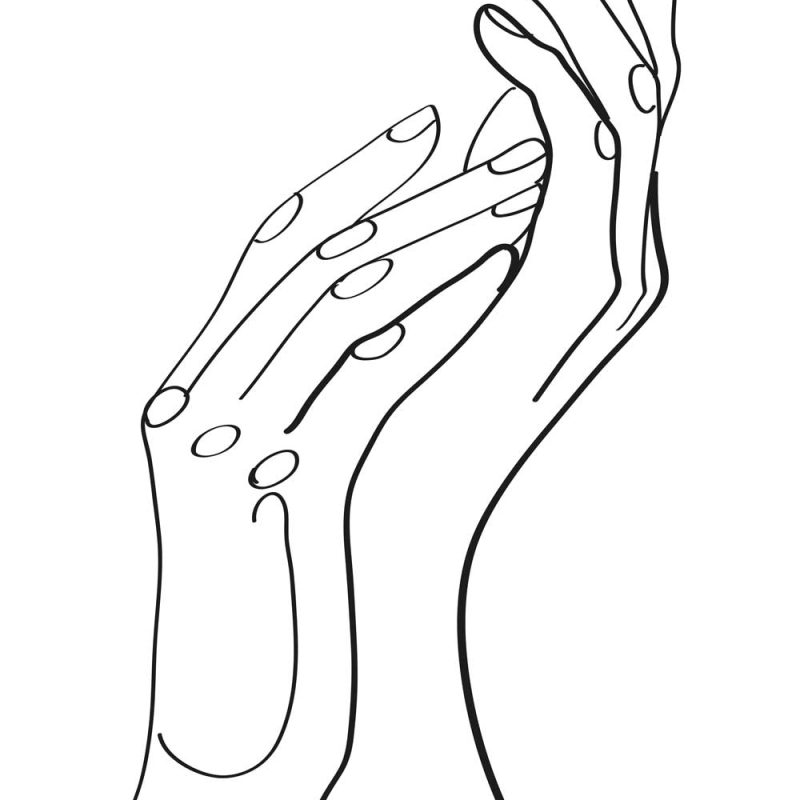 Czarno-biały plakat z kobiecymi dłońmi