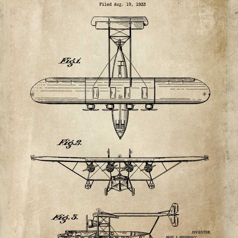 Plakat ze starym samolotem - rok 1933