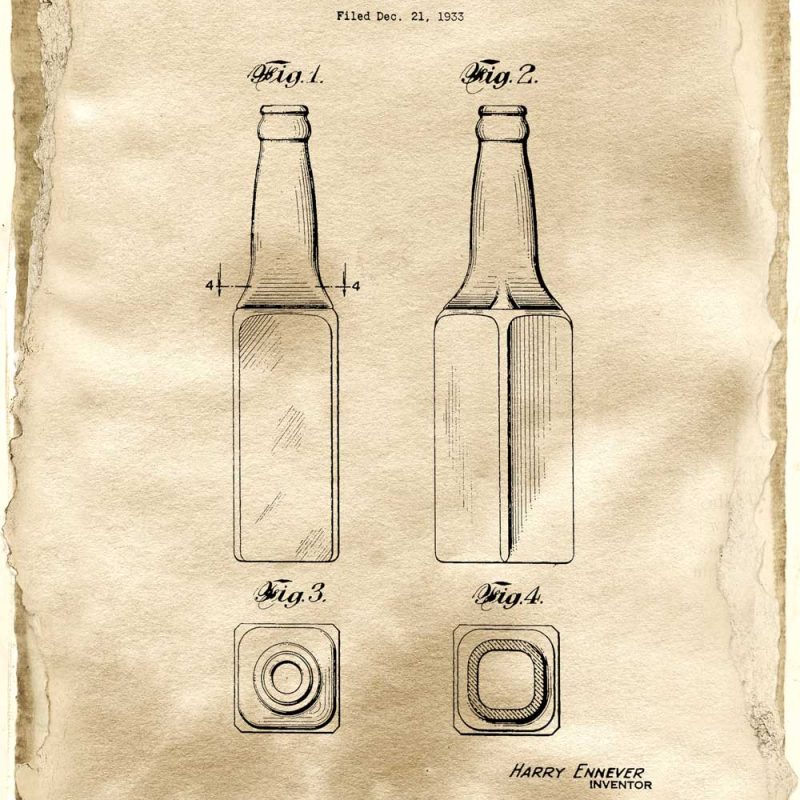 Retwo plakat z patentem na produkcję butelki do piwa