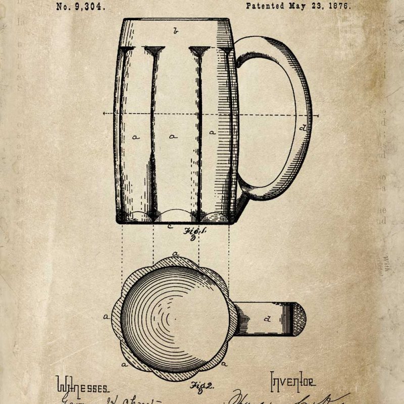 Plakat w sepii - patent na produkcję kufli do piwa