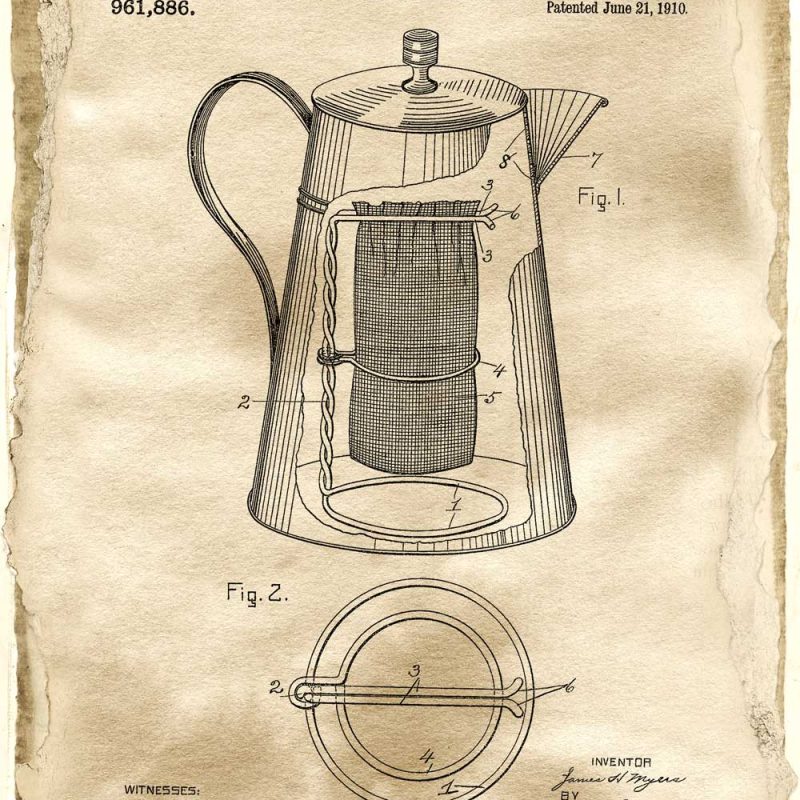 Patent na kawiarkę - Plakat dla miłośnika kawy