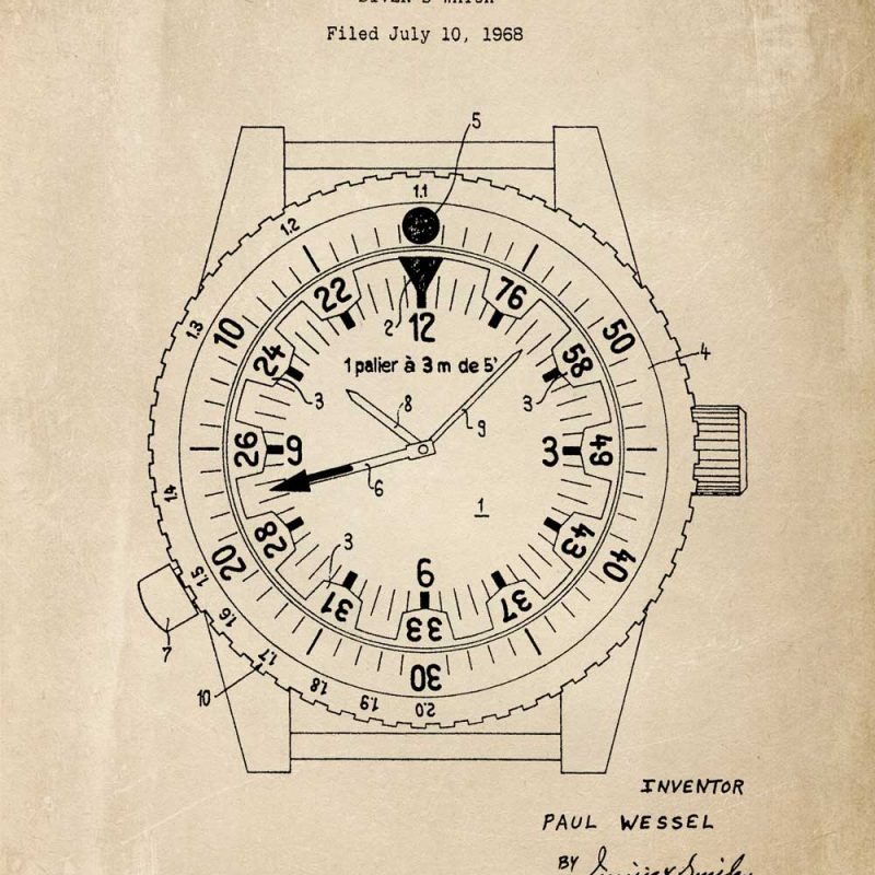 Plakat patent na zegarek wodoszczelny z roku 1969