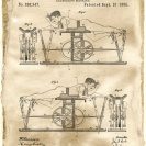 Plakat z patentem na urządzenie do ćwiczeń z XIX wieku do salonu