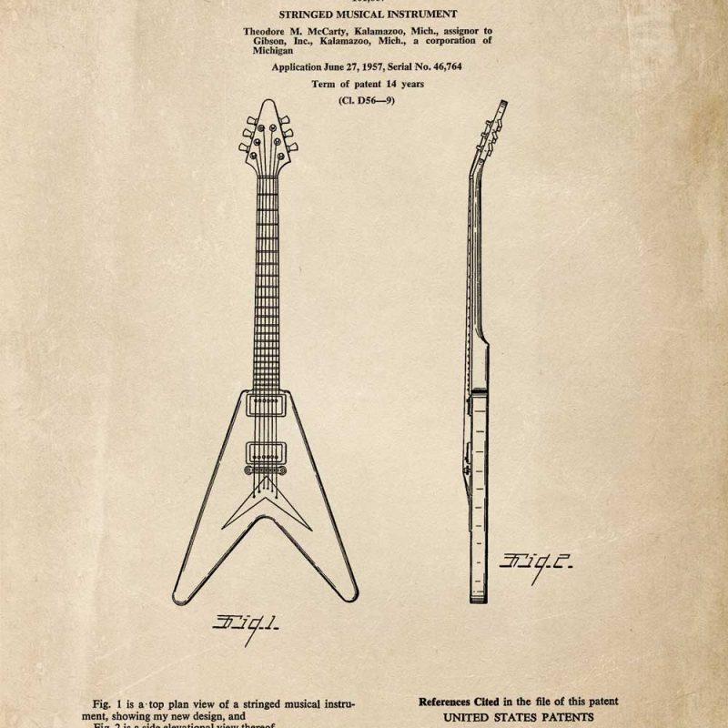 Plakat konstrukcja gitary - rok 1958