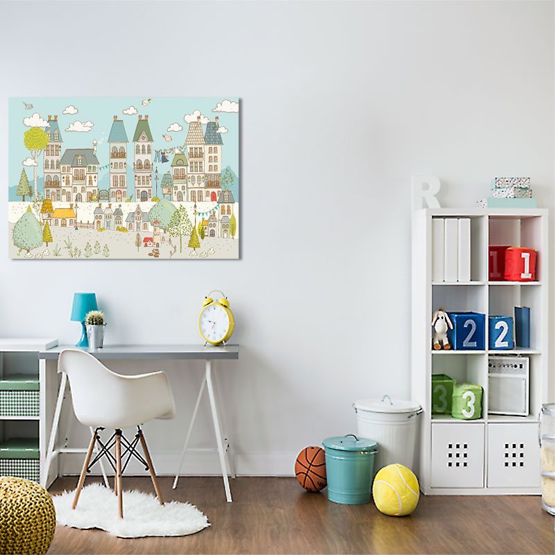 plakat z bajkowym motywem plakat z domkami