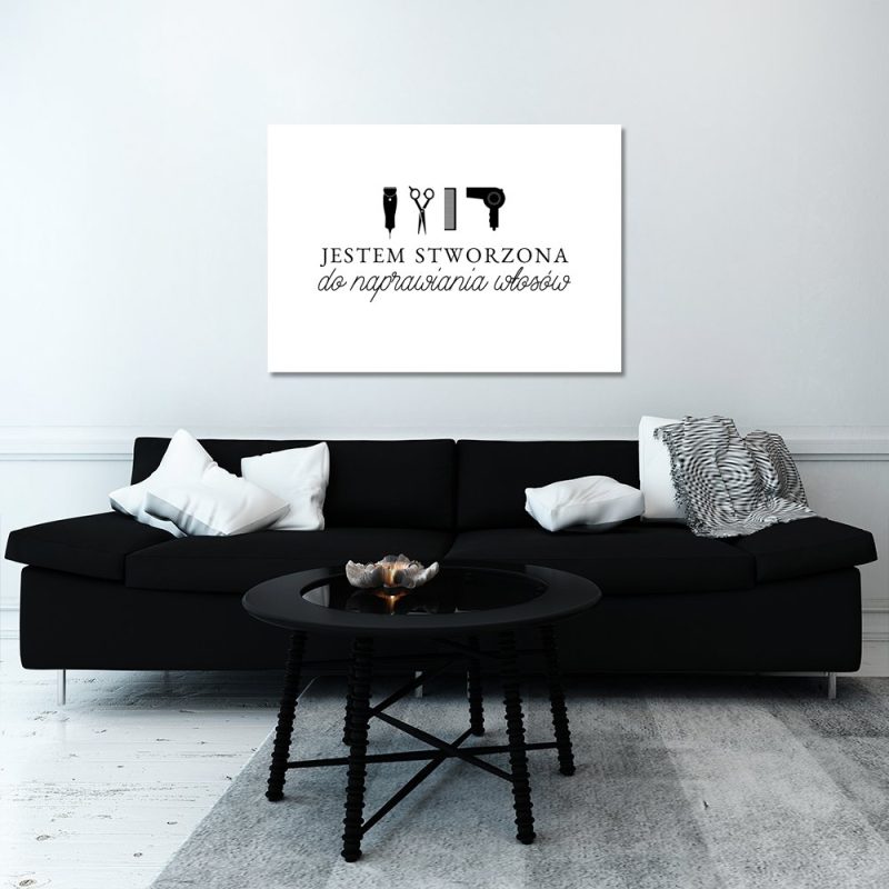 plakat z akcesoriami fryzjerskimi dekoracje na ściany