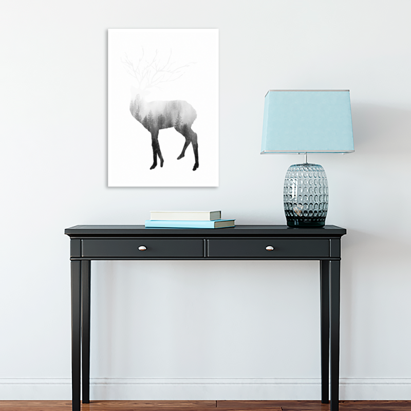 jeleń czarno biały biało czarna dekoracja do pokoju