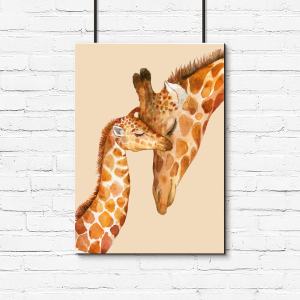 pionowy plakat z żyrafkami