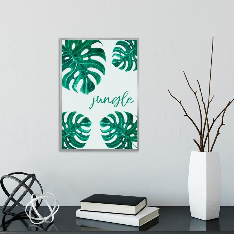 Zielony plakat z tropikalnym motywem