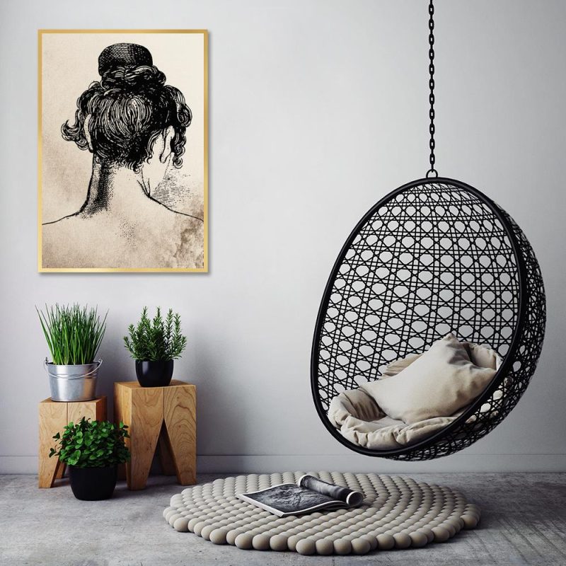 Plakat z rysunkiem vintage Plakat beżowy na ścianę do salonu