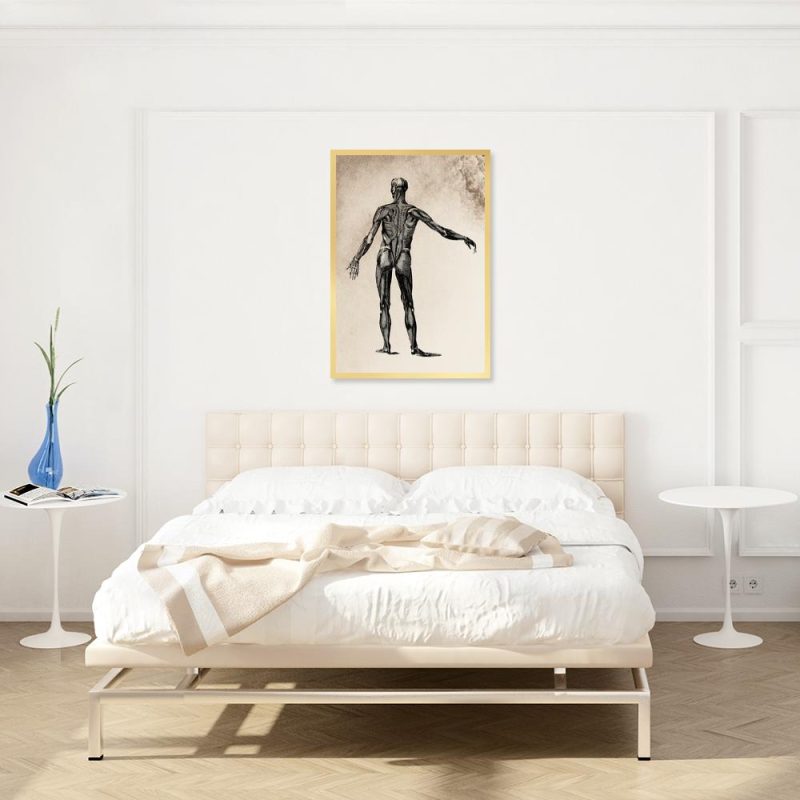 Plakat vintage z rysunkiem człowieka Beżowy plakat z motywem vintage do sypialni