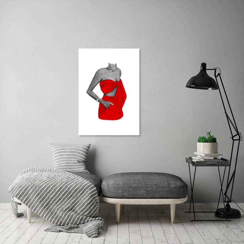 Plakat kobieta w czerwonym stroju
