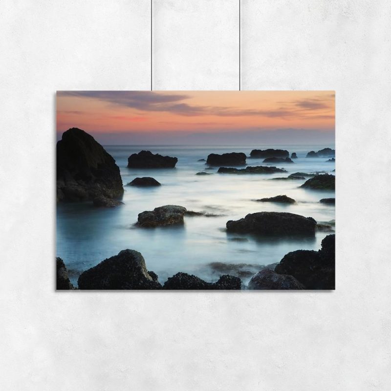 Plakat zachód słońca i morze