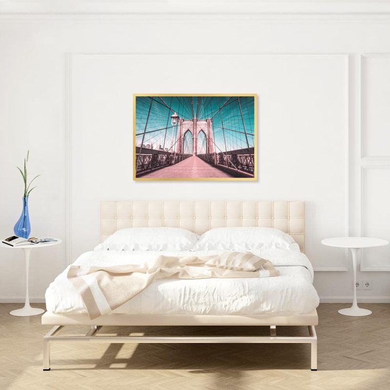 Plakat turkusowo-czerwony do sypialni Plakat Nowy Jork