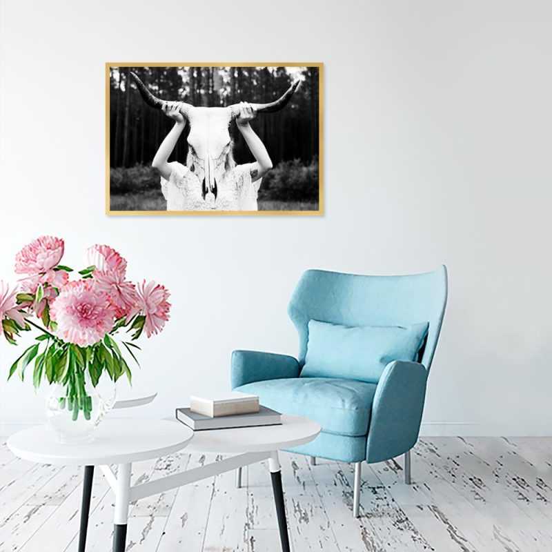 Plakat z motywem boho Plakat z czaszką byka