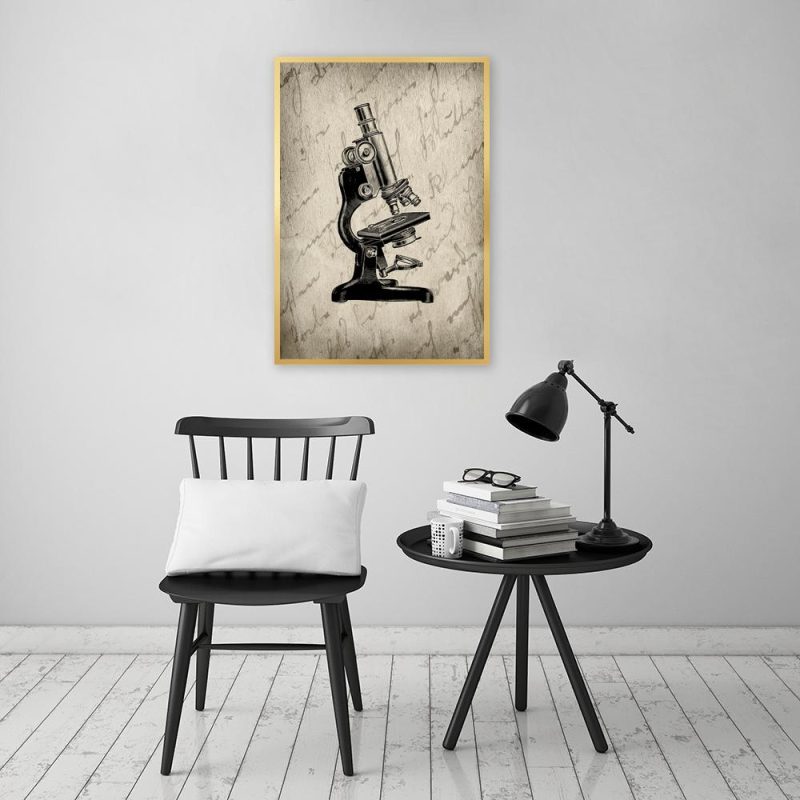 Plakat vintage w kolorze beżowym Plakat mikroskop