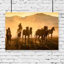 Plakat kowboj i konie