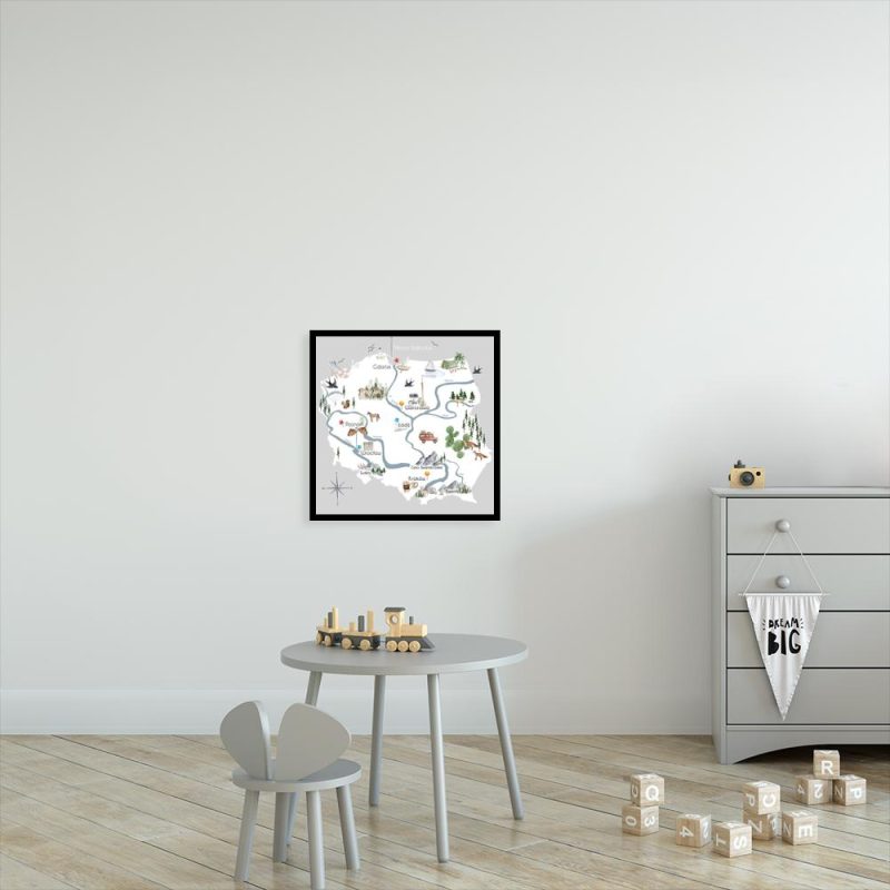 Plakat do pokoju dziecka Plakat kwadratowy mapa Polski