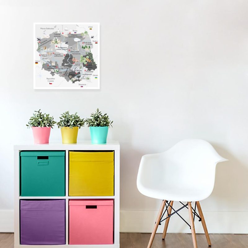 Plakat motyw polskich województw Plakat z polskimi województwami